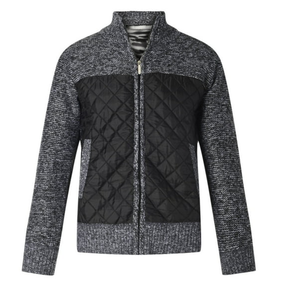 Babysbule Womens Cardigans Mens Zip Up Knitted Cardigan Thick Sweater Stand Collar Fleece Lined Warm Women's Top Blouse