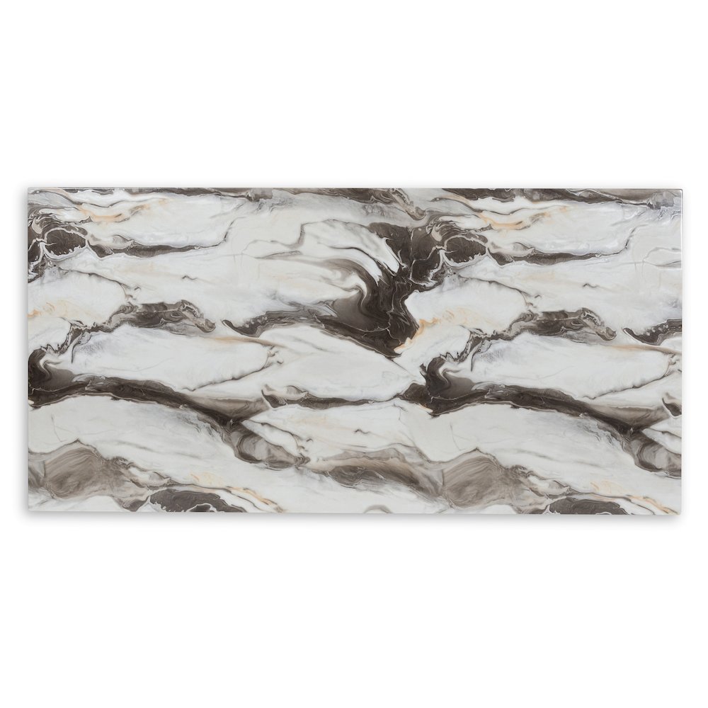 Roundhill Furniture Cavira Modern Faux Marble Dining Table with Double Pedestal Base
