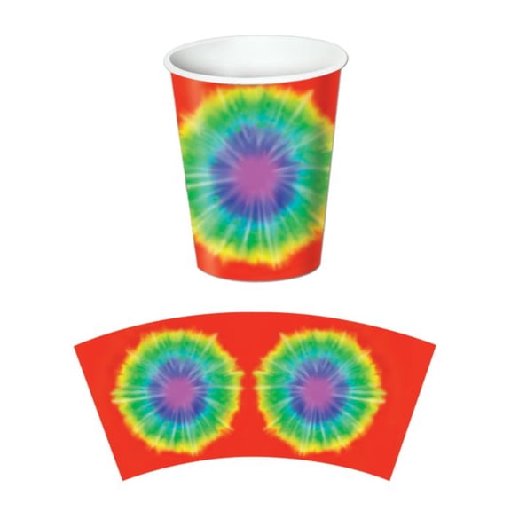 Party Central Club Pack of 96 Red and Green Tie-Dyed Disposable Paper Drinking Party Tumbler Cups 9