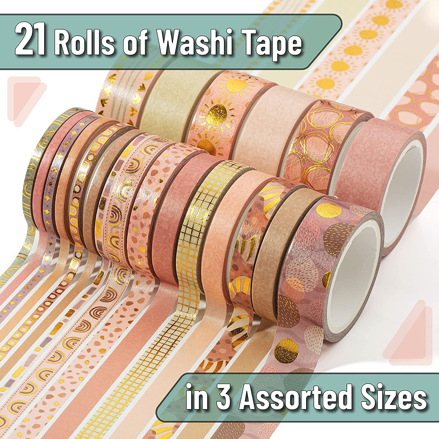 Mr. Pen- Washi Tape Set, 21 Roll, Boho Design, Decorative Tape, Washi Tapes, Cute Washi Tape, Cute Tape, Colored Tape, Scrapbook Tape, Washi Tape