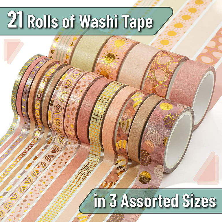 6 Rolls Washi Tape Set with Washi Tape Dispenser, 15 mm (0.6 inch) Wide  Craft Tape, Decorative Masking Tapes for DIY Crafts, Bullet Journals, Craft
