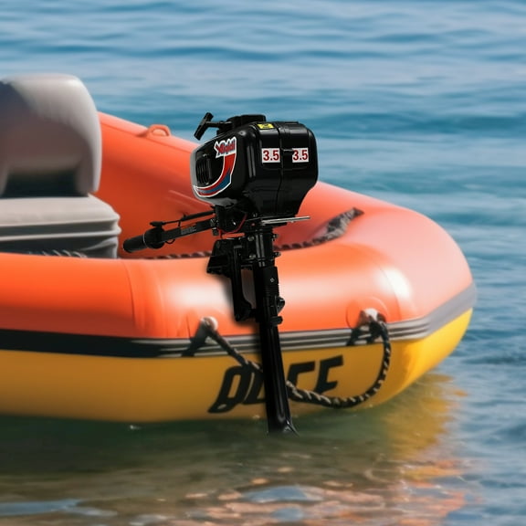 2-Stroke Outboard Motor, 1.45KW, 0.34Gal Fuel Tank, Water Cooling, Recoil Start, for Inflatable Boats & Small Yachts