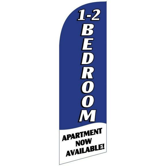 Real Estate 1-2 Bedroom Available Feather Banner Flag - INCLUDED CARRY BAG, POLE KIT, and HARDWARE - LIMITED TIME OFFER