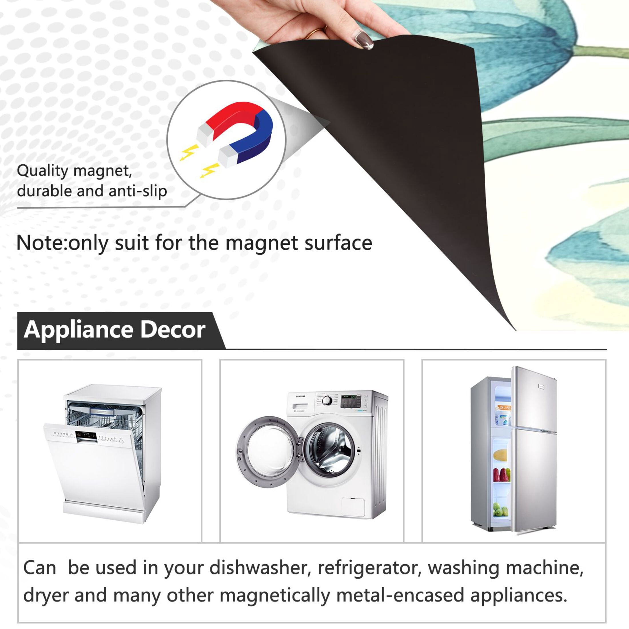 Dishwasher Magnetic Sticker 23x26 Inch Refrigerator Magnetic Sticker Washing Machine Magnetic Sticker Kitchen Panel Magnetic Sticker Home Decor Beautiful Blue Tulips