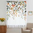 thumbnail image 3 of Orange Green Eucalyptus Leaves Sheer Curtains 96 Inches Long, Fall Botanical Watercolor Light Filering Curtains, Privacy Drapes Simi Floor to Veiling Curtain for Living Room Large Window Treatment, 3 of 9