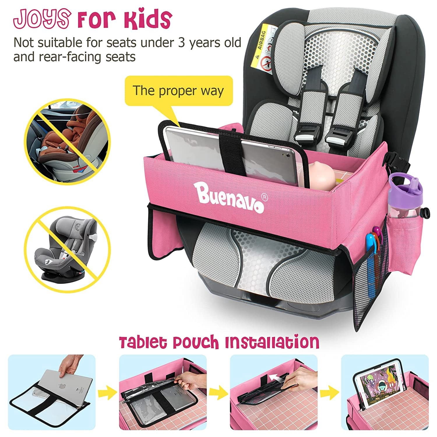 2025 Hottest Travel Car Children's Tray Storage Bag Car Seat Storage Tray Children's Toy Tray