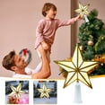 thumbnail image 5 of Hvmvliv Christmas Star Tree Topper with Light Colorful Plastic Shatterproof Decorative Five Pointed Star Xmas Tree Top Ornament Gold, 5 of 5