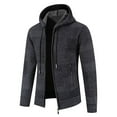thumbnail image 3 of Fesfesfes Men's Plush Jacket Fall And Winter Warm Outwear Stand Collar Sweater Casual Solid Color Fleece Lined Jacket Clothes Sale, 3 of 4
