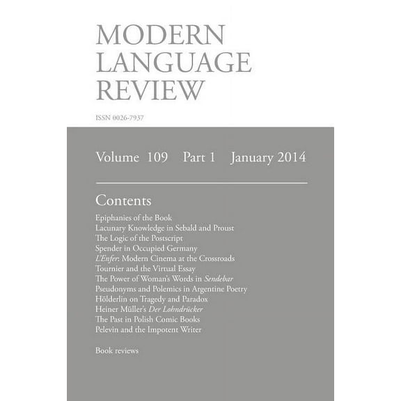 Modern Language Review (109: 1) January 2014 (Paperback)