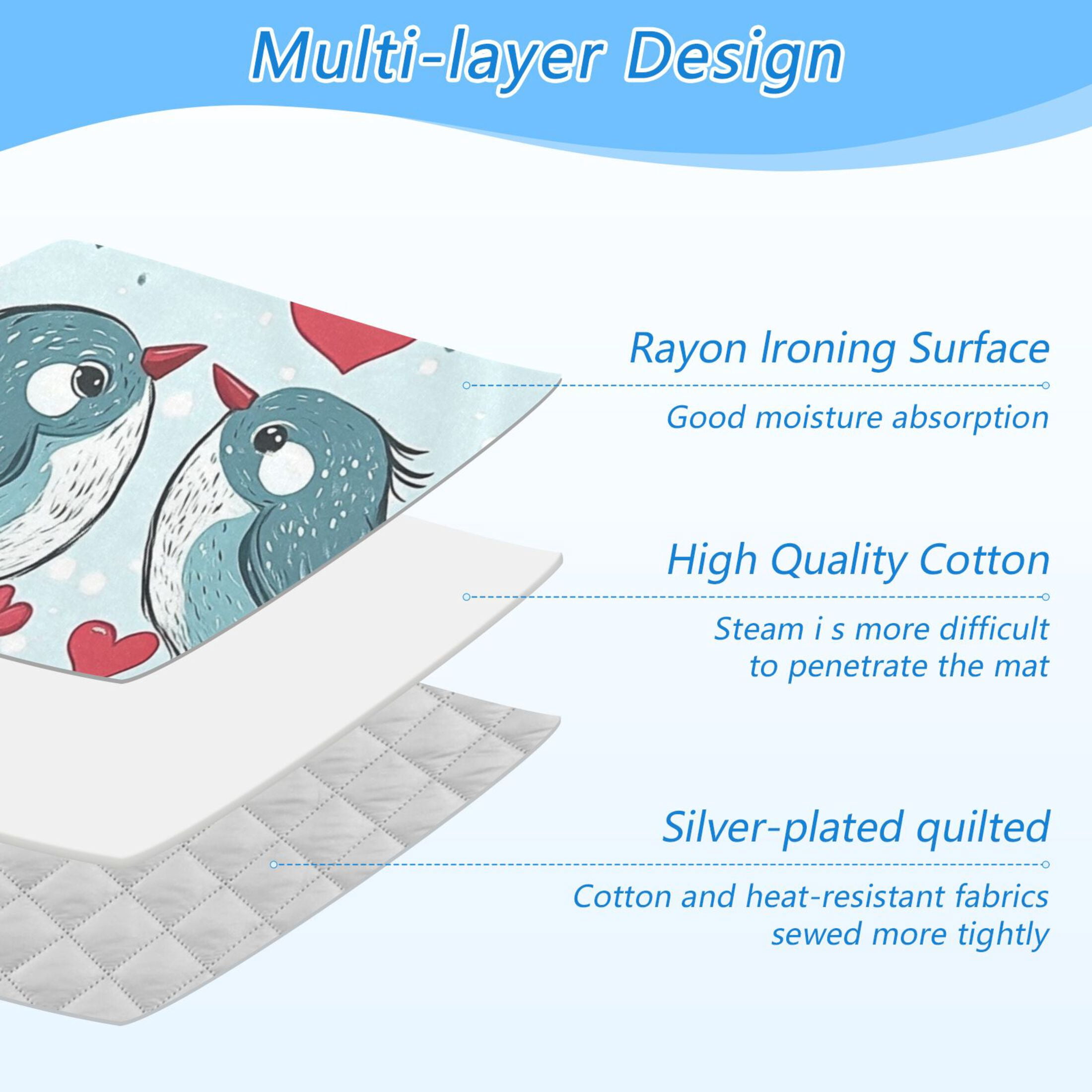 Love and Birds Ironing Mat Blanket for Table Top Travel Portable Ironing Board Pad 47.2x27.6 Inch