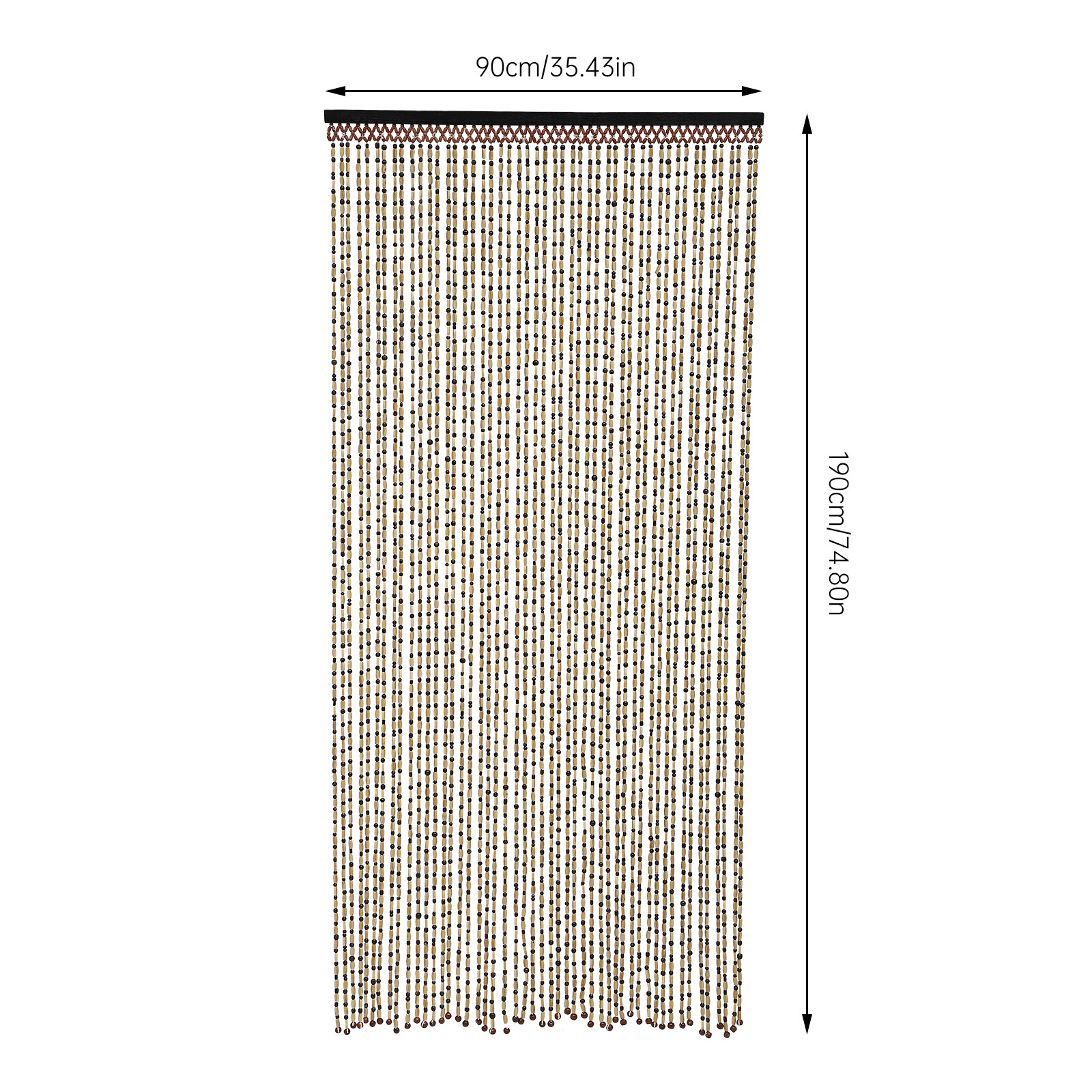 74.8in Natural Wood Bamboo Beaded Curtain Wooden Hanging Room Divider Decorative