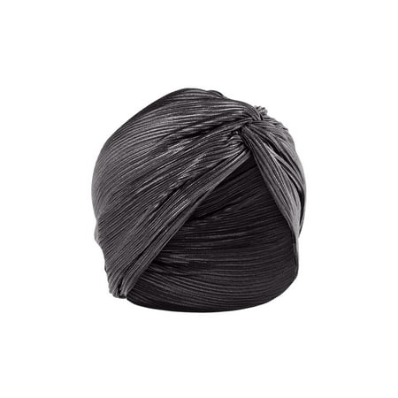 

Dadaria Turban Headband for Women Solid Ruffle Chemo Hat Headwear Head Wraps Turbans Beanie Cap Headwraps Black One Size Women