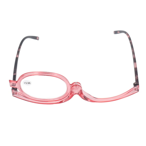 Makeup Glasses Lightweight Foldable Rotating Single Lens Women Magnifying Cosmetic Eyeglasses, Pink,  3.00