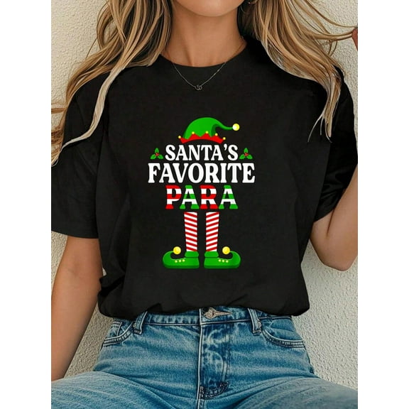 Women Cotton Tshirt Santa's Favorite Para Shirt Funny Christmas Xmas T-Shirt Comfort Tshirt Women