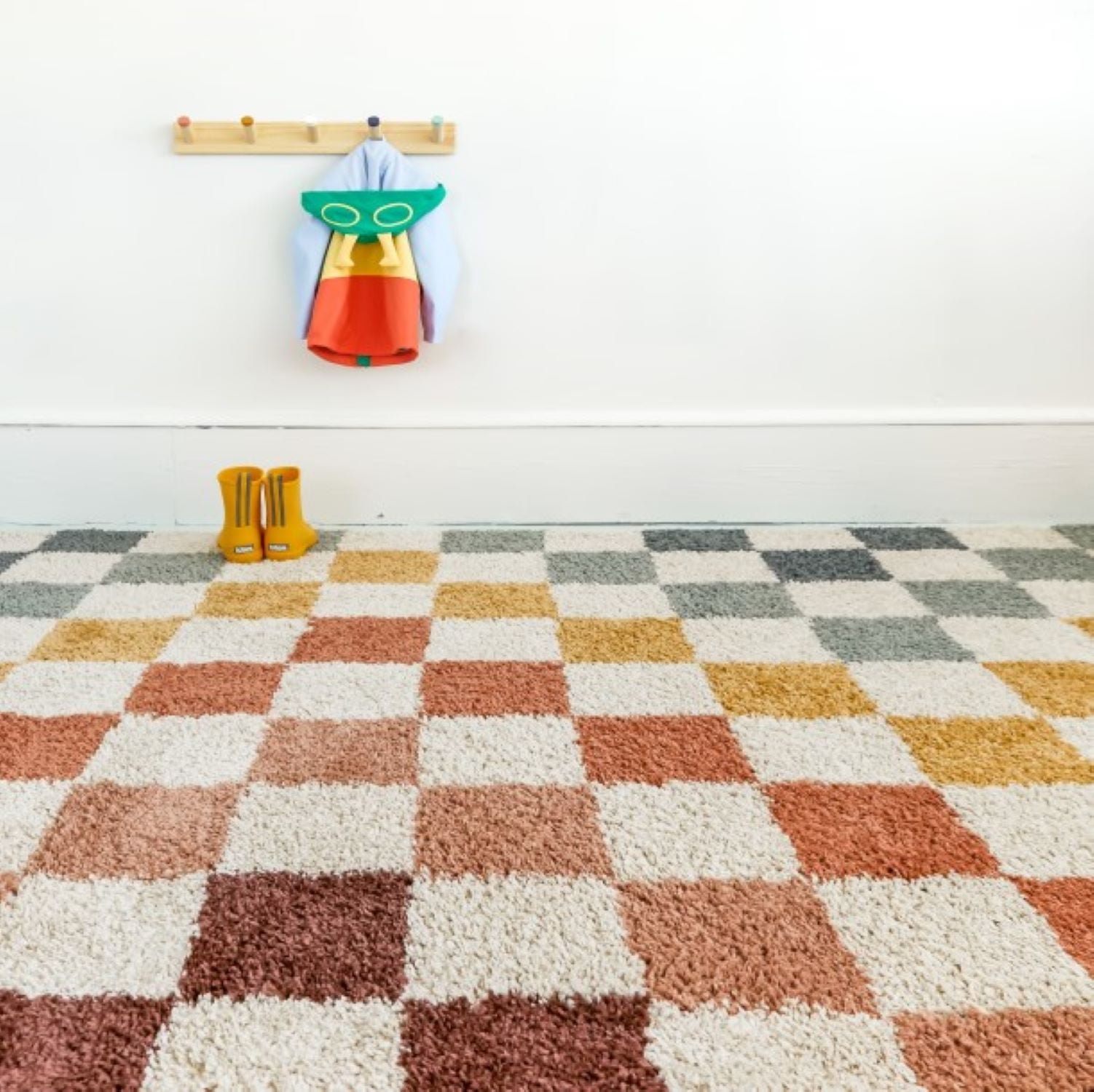 Mainstays Rainbow Checkered Shag Indoor Area Rug, Multicolor, 5 ft 3 in x 7 ft