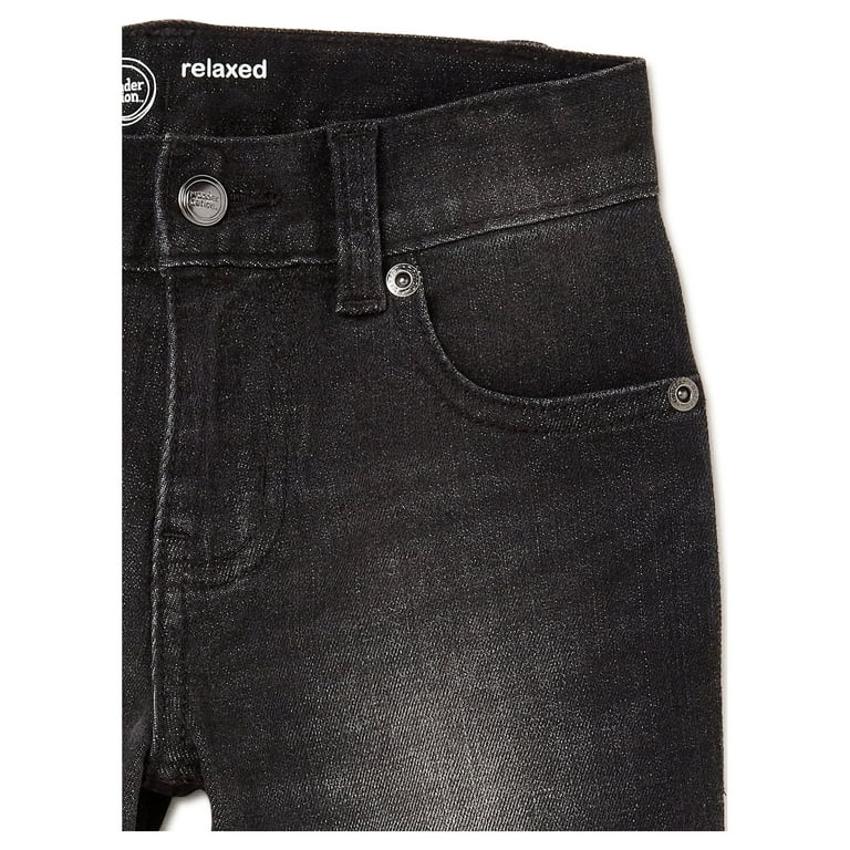 【WONDER WONDER】Hedy Black Blue Long Wide Denim Pants Wonder Nation Boys Relaxed Fit Denim Jeans, Sizes 4-18