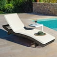 thumbnail image 5 of Costway 2PCS  Patio Rattan Folding Lounge Chair Chaise Adjustable White Cushion, 5 of 11