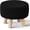 Black, variant on Pouf Ottoman, 100% Cotton Knitted Boho Footstool, Round Footrest with Non-Skid Wood Legs, Home Décor Handmade Pouffe, Leisure Floor Step Stool for Living Room (Matcha)
