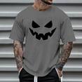 thumbnail image 2 of Mens T Shirts Halloween Theme Expression Printed Solid Color Short Sleeve Crew Neck Tops Comfortable Loose Casual Shirts For Men Dark Gray XL, 2 of 4
