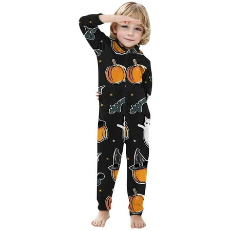 

EFGYYF Halloween Pjs 2024 Winter Cartoon Print Family 4 Piece Set (Kids) d-Black 8T