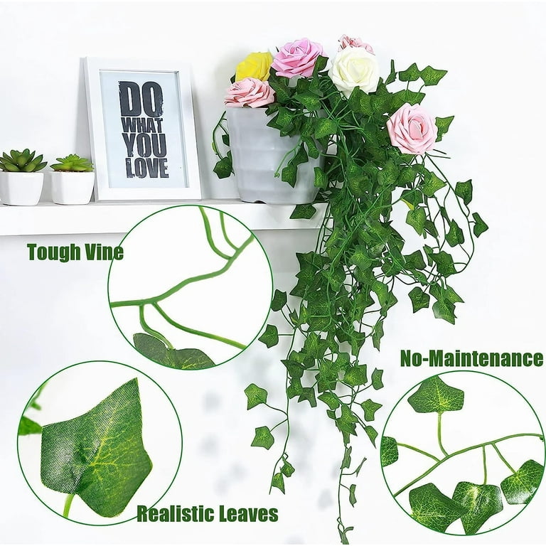 12/24/36 PcsEach 78.74 Artificial Ivy Garland Fake Leaf Plants Vine, Flowers  Hanging for Wedding Party Home Garden Kitchen Office Outdoor Greenery Wall  Decor, Green 