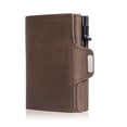 thumbnail image 2 of Estuche Pop-Up para tarjetas de crédito con protección RFID, billetera de cuero genuino con compartimento para billetes y monedas para hombres y mujeres, 2 of 4