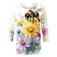 thumbnail image 4 of CYMMPU 3/4 Sleeve Blouses for Women Dressy Casual Loose Fit Tunic Tops Round Neck Spring Tops Bee Graphic Fall Trendy Shirts Lightweight Basic Tees Multicolor XXXXL, 4 of 5