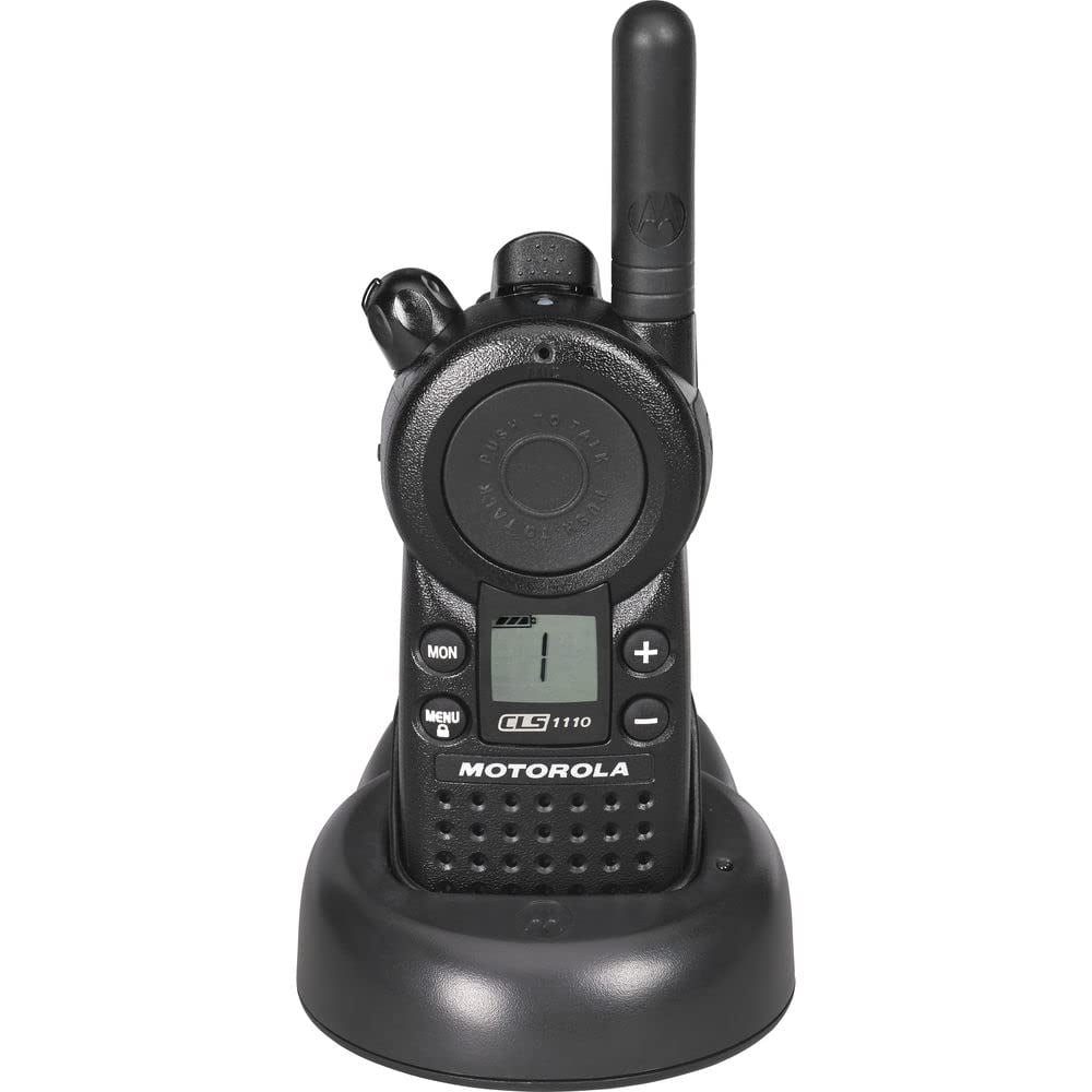 4 x Motorola CLS1110 UHF 1W 1-Channel 2-Way Radio (CLS1110) + 4 x Motorola HKLN4604 PTT Earpiece - 4 Pack with Mic Bundle
