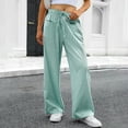 thumbnail image 2 of Womens Striped Gingham Pants Wide Leg High Waisted Lounge Plaid Pajama Pants Cute Casual Trousers with Pockets Green M, 2 of 7