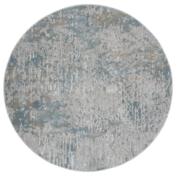 SAFAVIEH Valencia Alease Abstract Area Rug, Light Grey/Blue, 6'4" x 6'4" Round