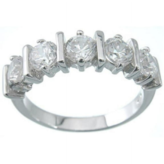 Sterling Couture r5075 925 Sterling Silver Brilliant Band Ring  Platinum Finish - Size 5