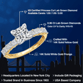 thumbnail image 2 of Gem Stone King 14K Two Tone Gold IGI Certified Lab Grown Diamond Engagement Ring for Women | 3.00 Cttw |  Center 2 Ct Princess Cut | E-F Color | VS1-VS2 Clarity | Size 5, 2 of 7