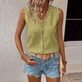 thumbnail image 2 of Noric Women’s Cotton Tank-Tops Sleeveless V Neck Casual Crochet Detail Top for Summer Boho Blouses Trendy, 2 of 9