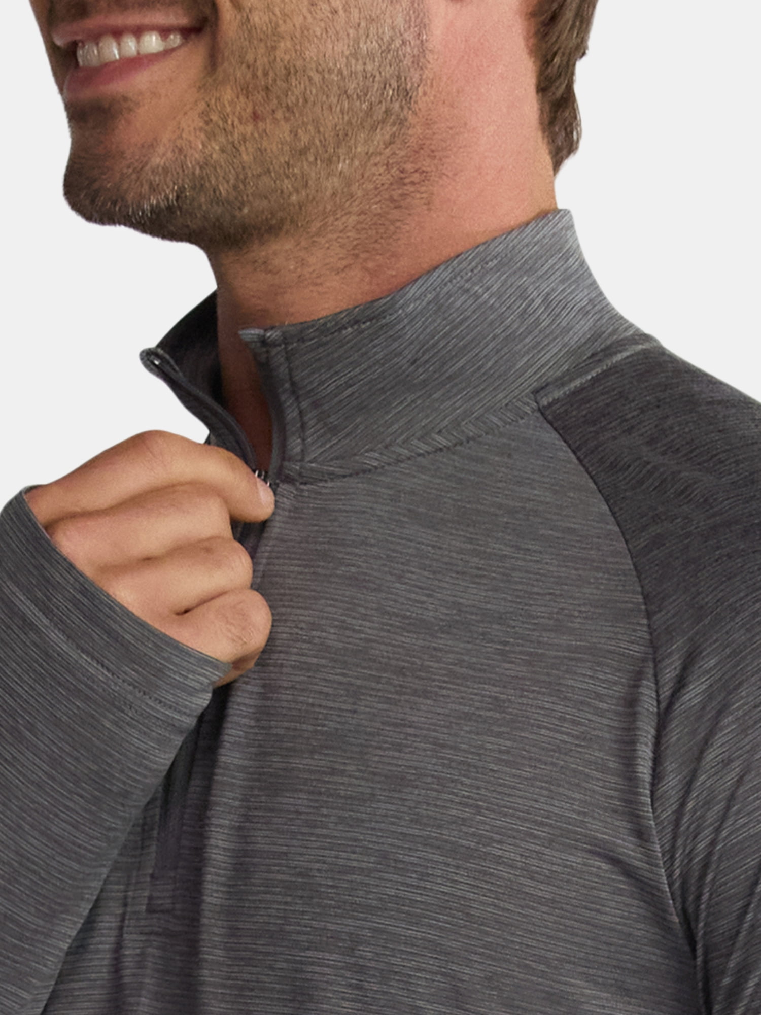 Athletic Works Men's & Big Men's Space Dye Jersey Quarter Zip Long Sleeve Shirt, Sizes S-3XL