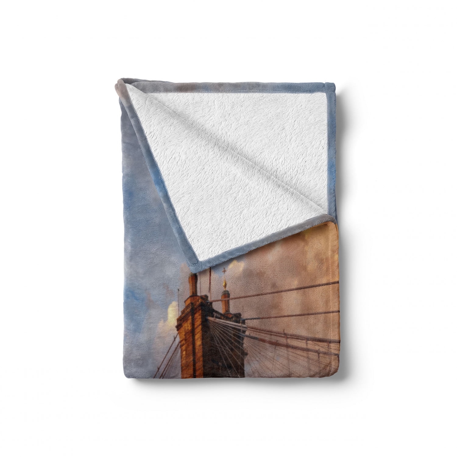 Cozy Plush for Indoor and Outdoor Use 70 x 90 Ambesonne Cincinnati Soft Flannel Fleece Throw Blanket Architecture Bridge Building Exterior Cityscape Busy Life in Downtown District Multicolor 