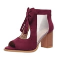 thumbnail image 2 of High Heel Sandals Womens Chunky High Heel Sandals Ankle Strap Open Toe Dress Shoes Cut Out Mesh Bows Strappy Sandals High Block Heels Peep Toe Summer Ankle Boots Fish Mouth Fashion Breathable Dressy, 2 of 6
