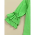 thumbnail image 6 of Kiapeise Toddler Girl St. Patrick's Day Outfits Ruffle Flared Long Sleeve Leaf Printed Tops Leopard Skirt, 6 of 8