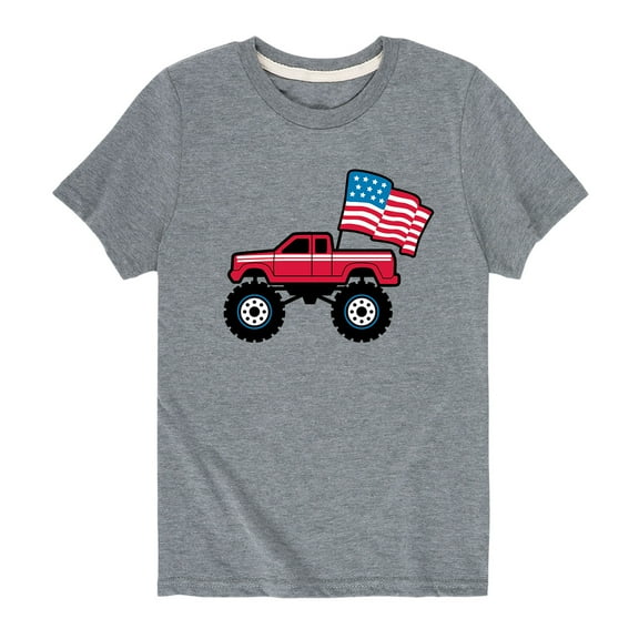 Instant Message - American Flag Truck - Toddler Short Sleeve T-Shirt
