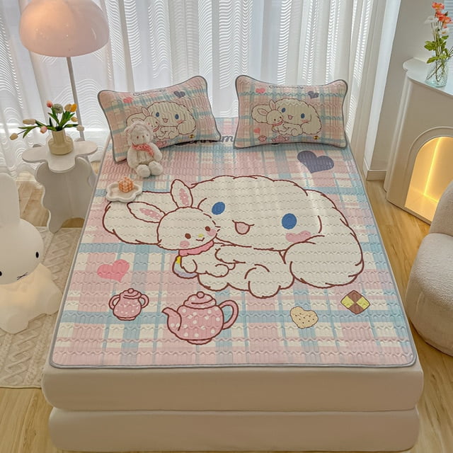 Sanrio Summer Kuromi Hello Kitty Bed Sheet Soft Kawaii Cinnamoroll My