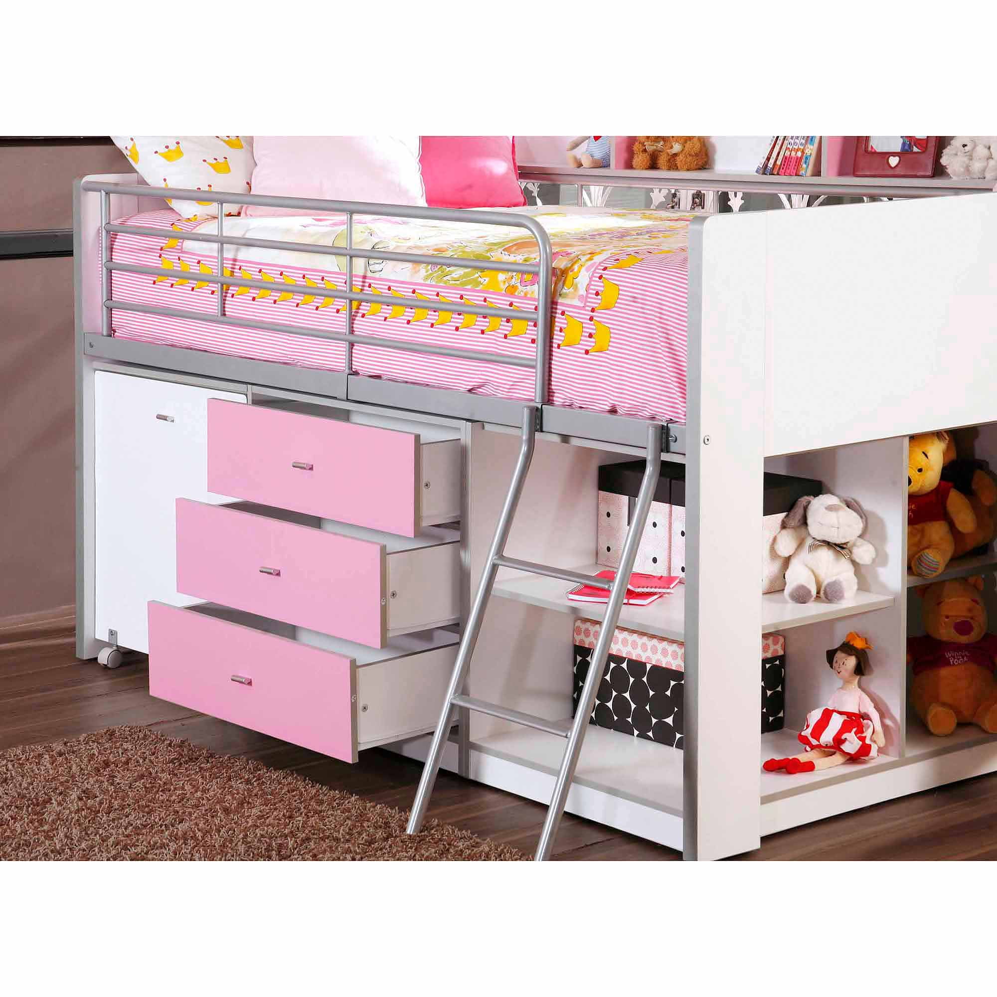 Dhi Savannah Storage Loft Bed With Desk White Pink Box 1 Of 3 Dhi Savannah Storage Loft Bed With Desk White Pink Box 1 Of 3