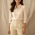 thumbnail image 4 of Warop Button Down Shirts for Women 3/4 Sleeve Collared Blouse Casual Business Office Work Top, 4 of 8