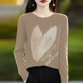 thumbnail image 4 of Suéter de cuello redondo para mujer, color liso, cuello redondo con diamantes de imitación como base, suéter de punto de manga larga y cuello redondo, blusa para mujer, 4 of 4