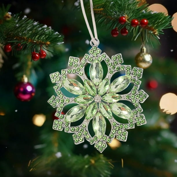 Christmas Snowflake Pendant And Rhinestone Metal Christmas Tree Ornament