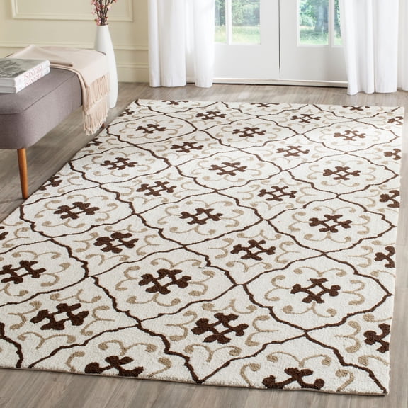 SAFAVIEH Four Seasons Jillean Floral Polyester Area Rug, Ivory/Grey, 3'6" x 5'6"