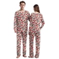 thumbnail image 3 of FCCEXIO-Conjunto de pijamas con estampado Digital de Navidad para pareja, ropa de dormir de manga larga con cuello redondo y pantalones para el hogar, 2 piezas, 3 of 4