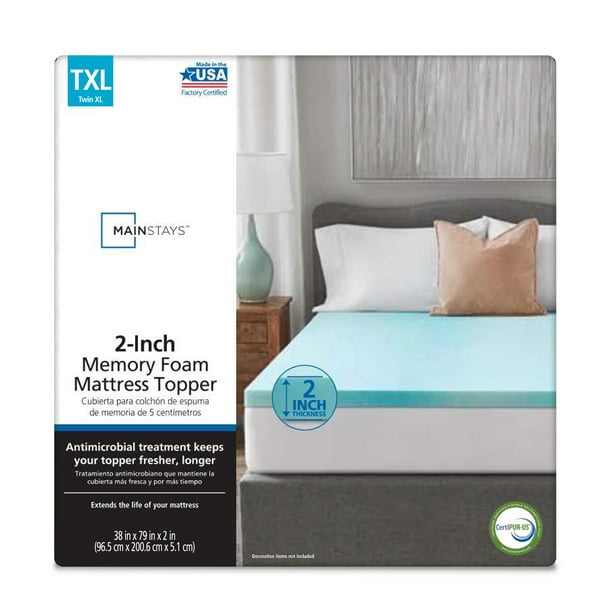 Mainstays 2" Blue Swirl Memory Foam Mattress Topper, TwinXL