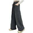 thumbnail image 1 of MIASHUI Girls Solid Color Pants Casual Joggers Drawstring Elastic Wide Leg Sweatpants,Black,4-5 Years, 1 of 9