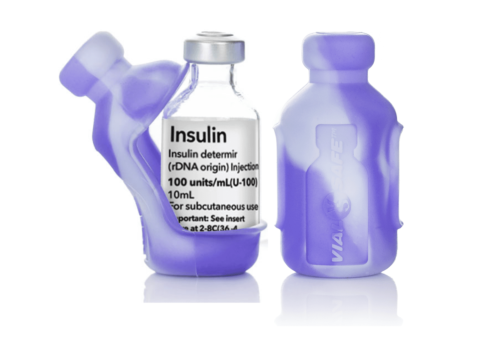 Insulin Vial Protector Case by Vial Safe, Short 10mL Size, Tie Dye Purple, 2-Pack