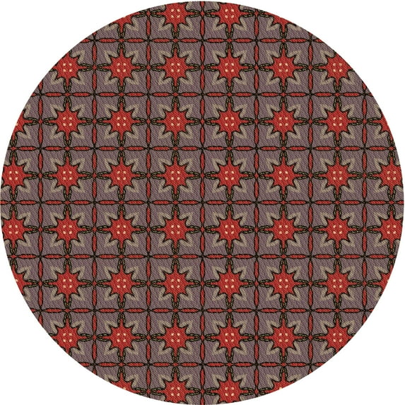 Ahgly Company Indoor Round Patterned Dark Almond Brown Area Rugs, 6' Round